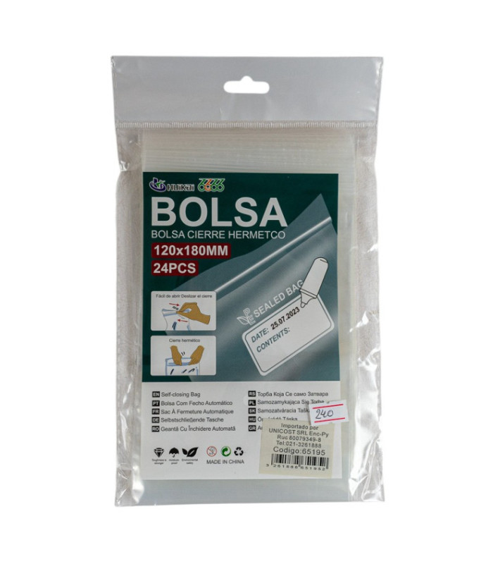 BOLSA ZIP HERMETICO 12x18CM 24PCS