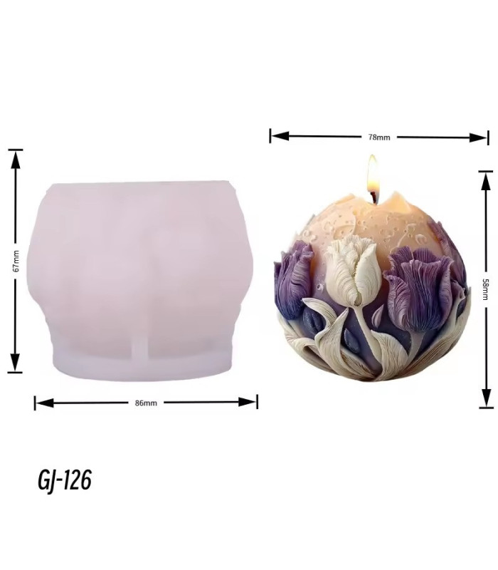 MOLDE SILICONA ESFERA BORDE FLOR 9x6.8CM