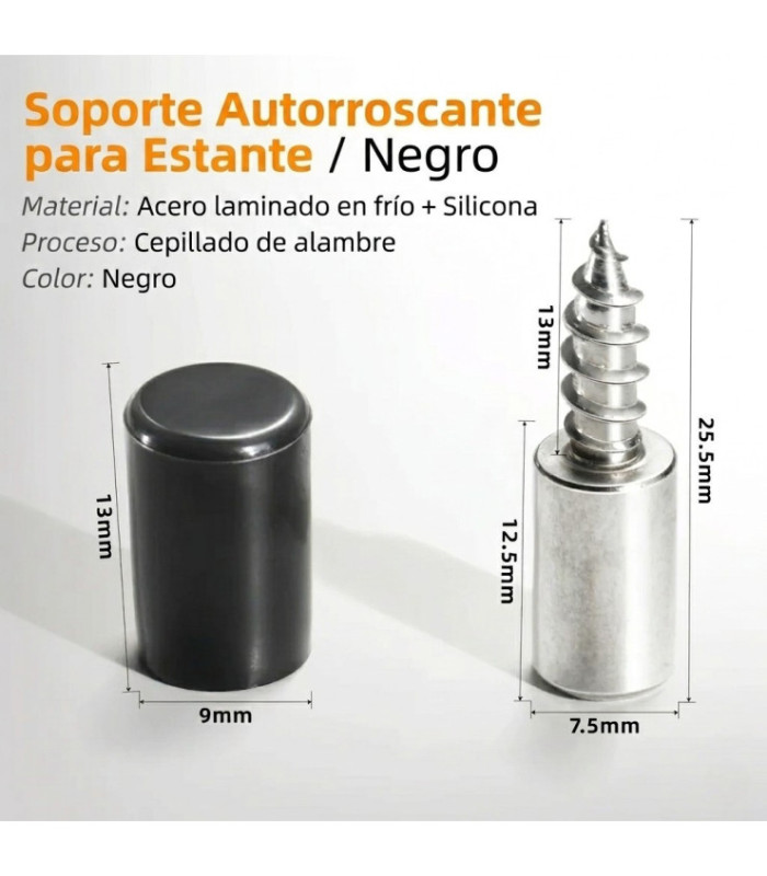 TORNILLO SOPORTE P/ REPISA SILICONADO NEGRO