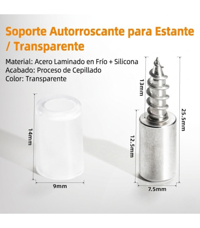 TORNILLO SOPORTE P/ REPISA SILICONADO TRANSPARENTE
