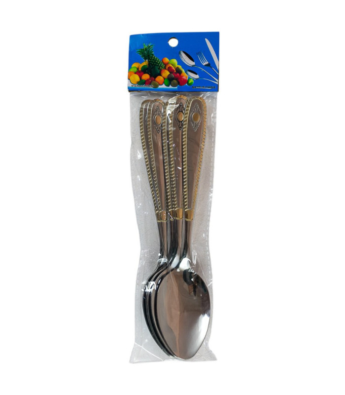 CUCHARA ACERO INOX BORDE DORADO 6PCS