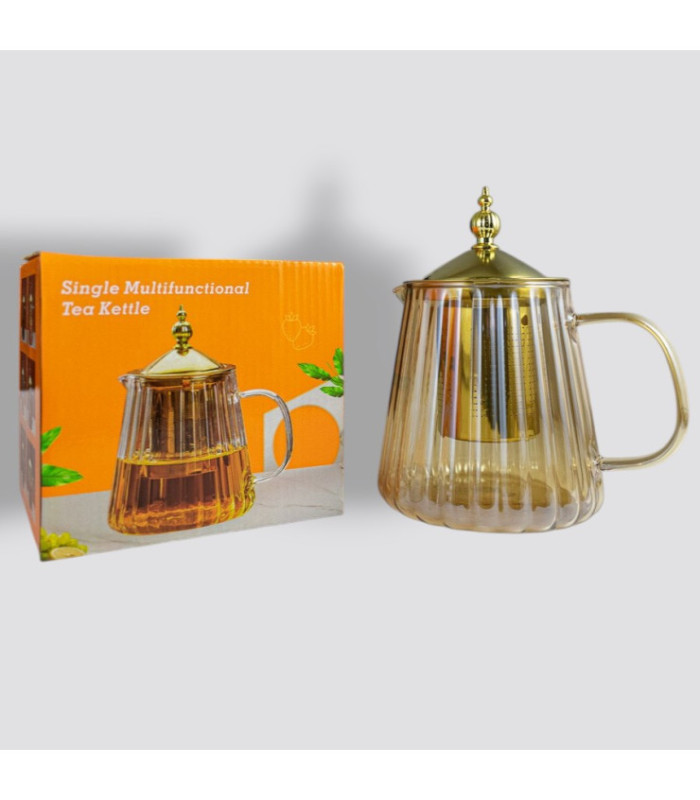 TETERA DE VIDRIO C/FILTRO DORADO 850ML