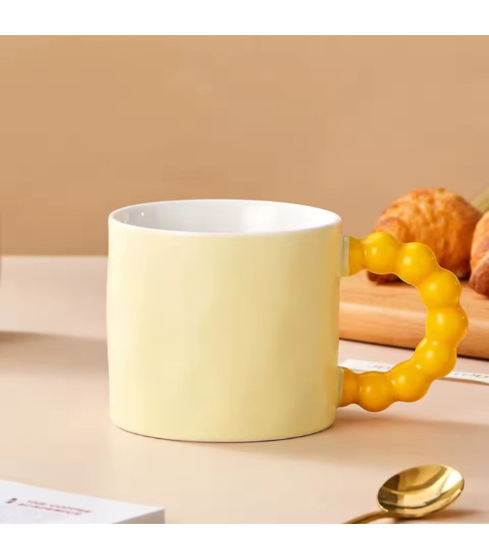 TAZA DE CERAMICA CON MANIJA DE PERLA