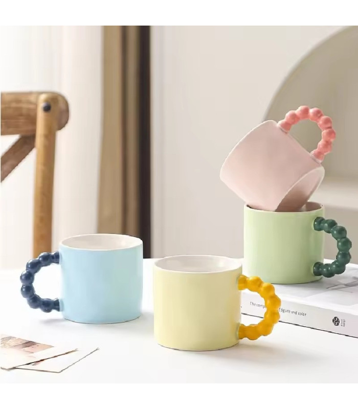 TAZA DE CERAMICA CON MANIJA DE PERLA