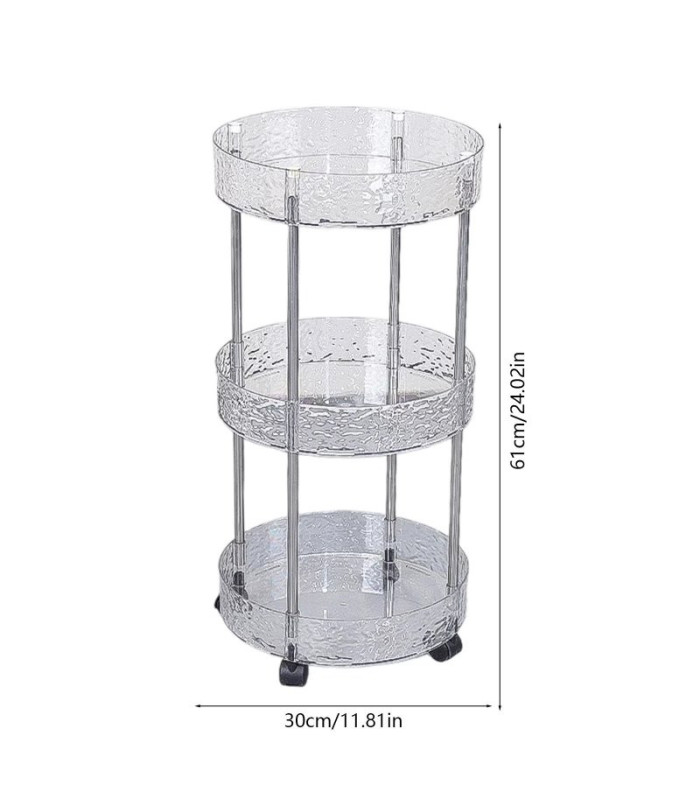 ESTANTE ACRILICO CON RUEDA 3 NIVELES