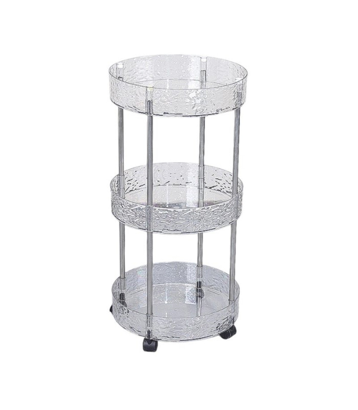 ESTANTE ACRILICO CON RUEDA 3 NIVELES