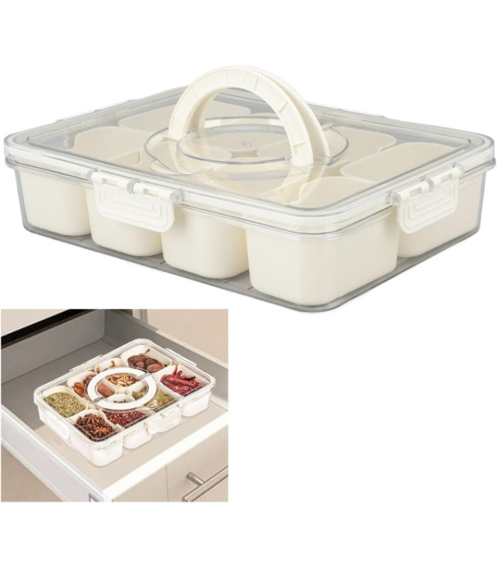 CAJA PET 31x24x6.8CM 8COMPARTIMIENTO CON MANIJA