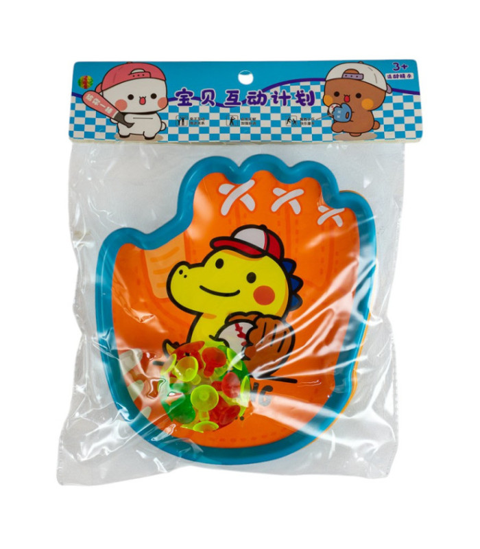 MANOPLA PLASTICO Y PELOTA CON VENTOSA 2PCS