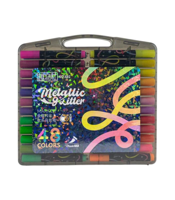 SET DE MARCADOR CON GLITTER 48PCS