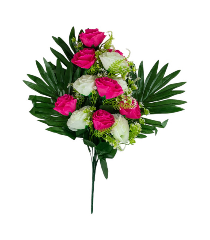 RAMO ARTIFICIAL  ROSA 12PC CON PALMA