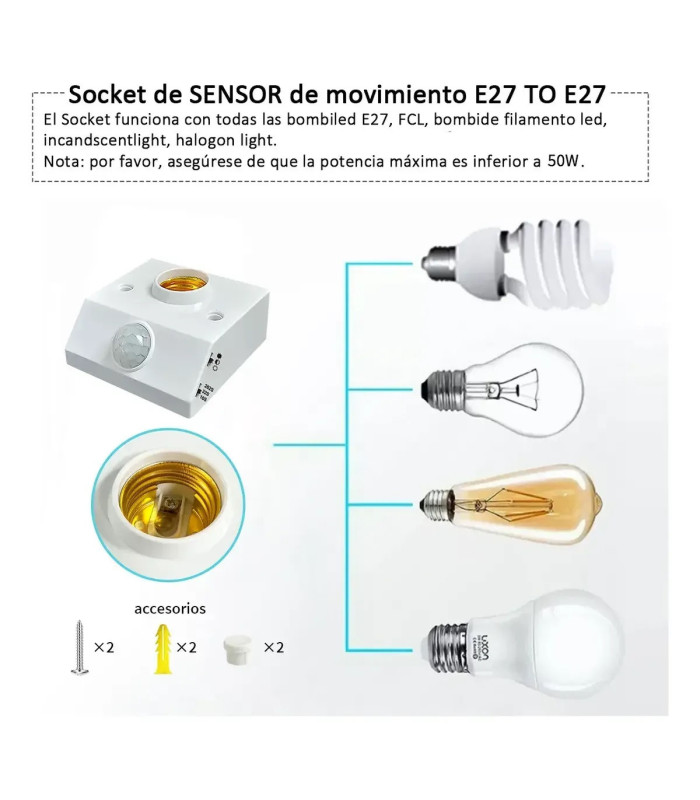 PORTA FOCO CON SENSOR DE MOVIMIENTO