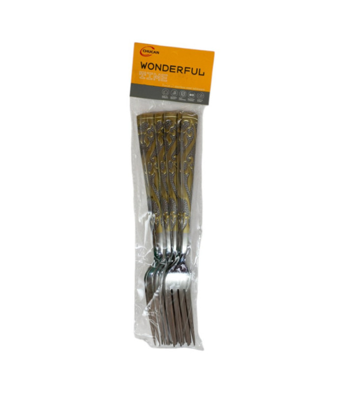 TENEDOR CON DISEÑO DORADO 6PC