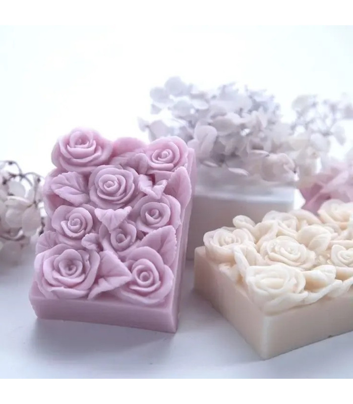MOLDE SILICONA RECTANGULAR ROSAS 6.8x8.8CM