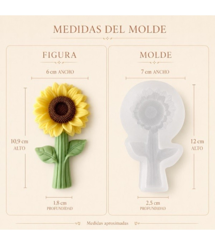 MOLDE SILICONA GIRASOL CON TALLO 7x12CM