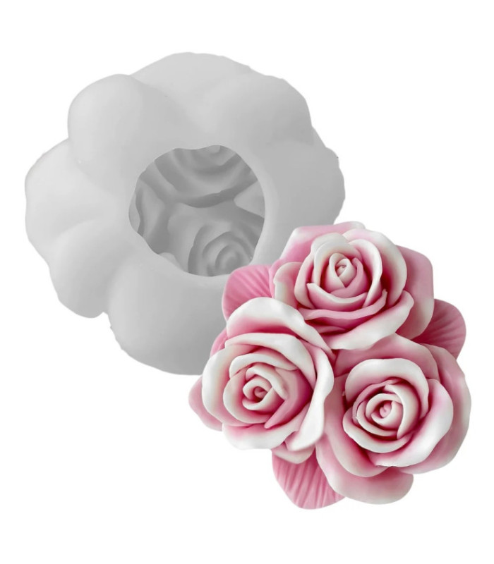 MOLDE SILICONA 3 ROSAS 14.8x15CM