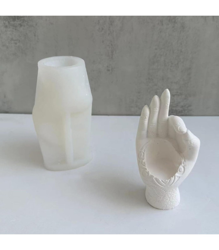 MOLDE SILICONA PORTA VELA MANO 16.3x8.5CM