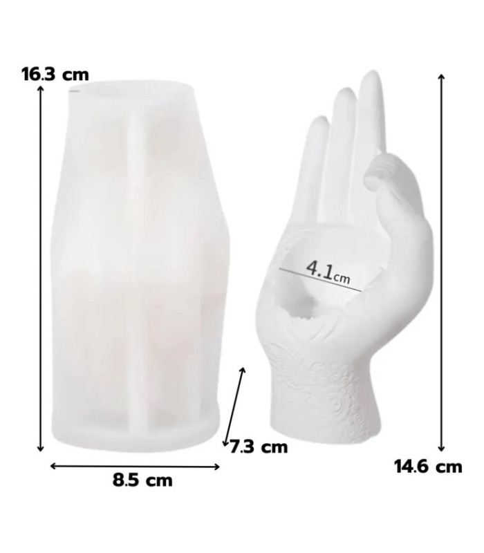 MOLDE SILICONA PORTA VELA MANO 16.3x8.5CM