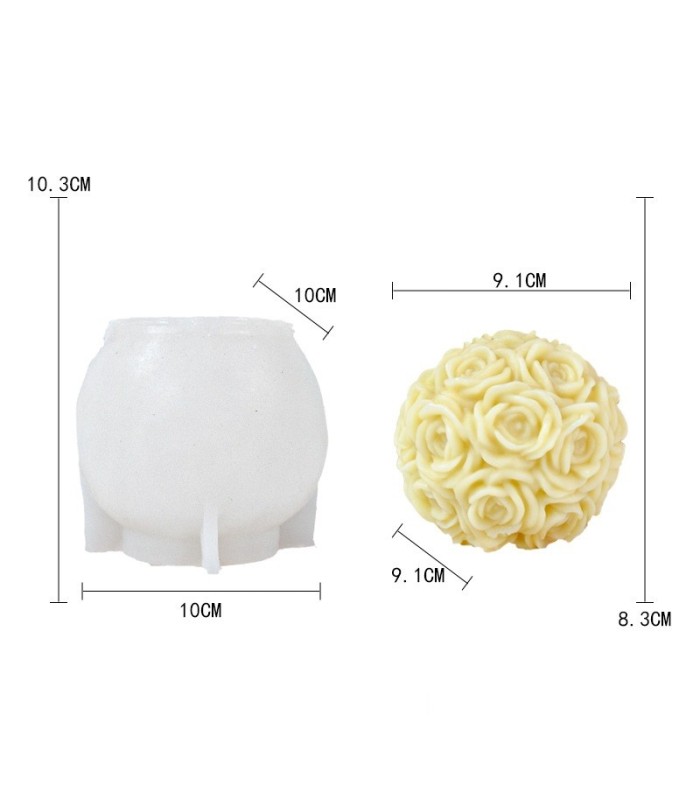 Molde de silicona esfera capullo de rosa 10.5x10cm