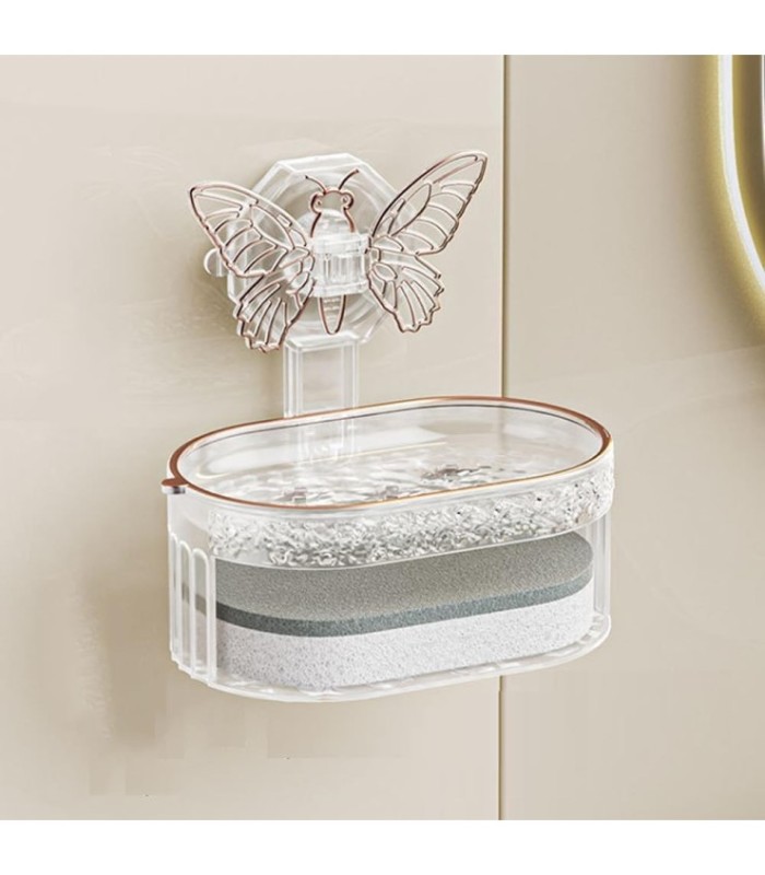 PORTA JABON CON ESPONJA MARIPOSA