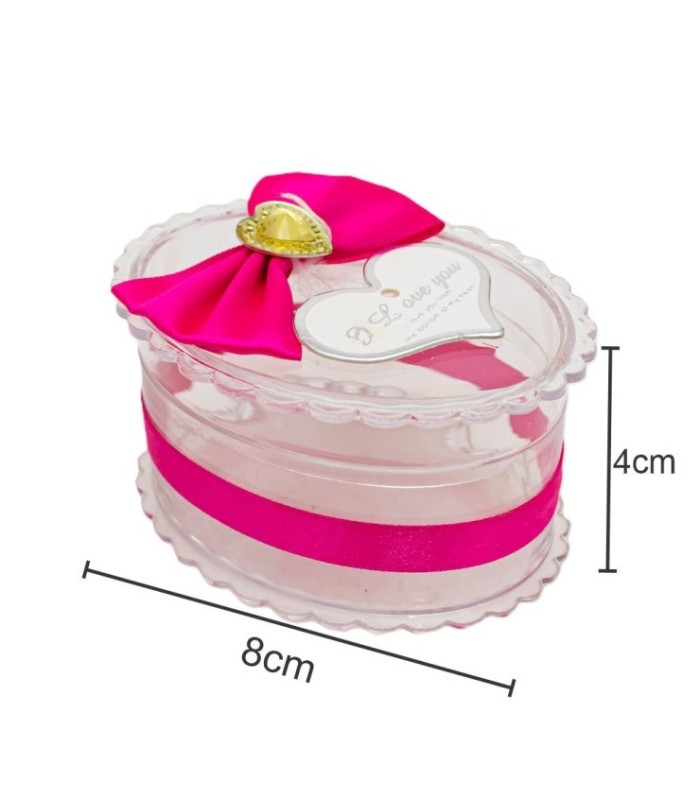 Cajita de regalo de plástico con moño 8x4cm