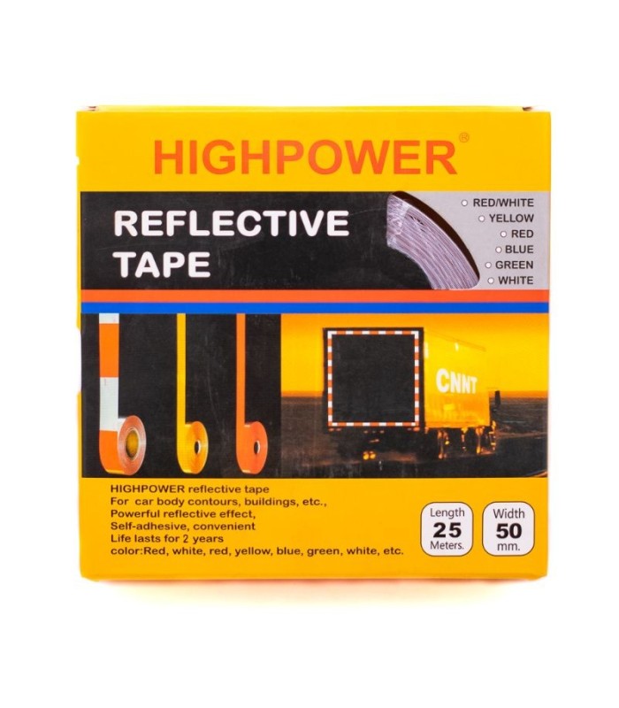 Cinta reflectiva roja y blanca 25m