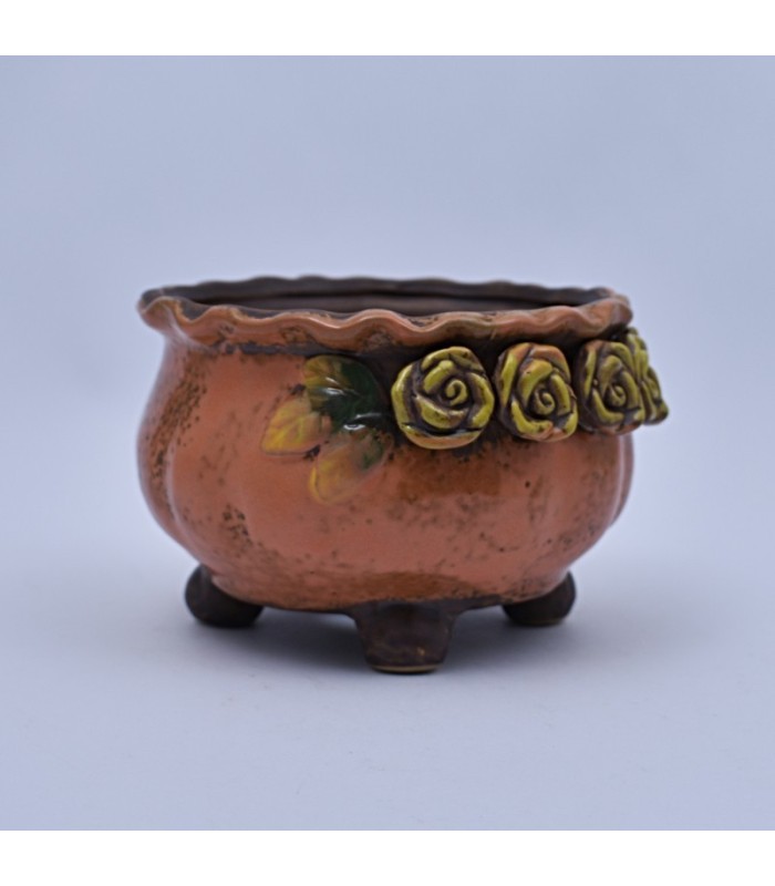Maceta con diseño de flores 14x14x9.2cm