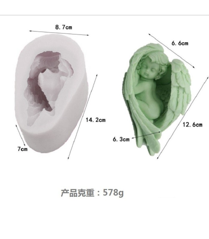 Molde de silicona ángel dormido 14.2x8.7x7cm