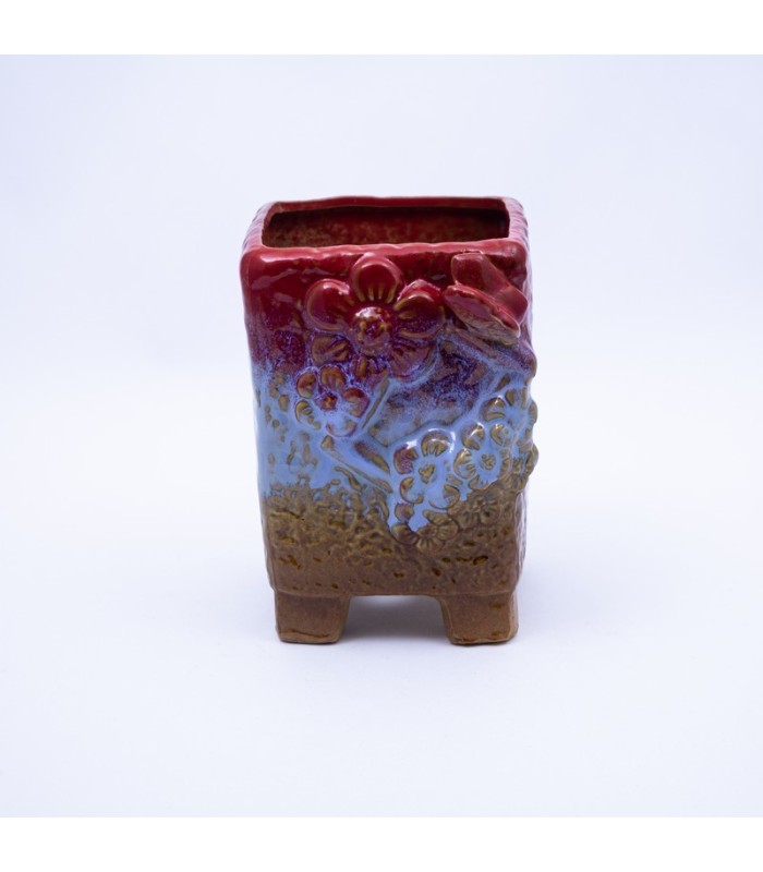 Maceta con diseño de flor 15x10cm