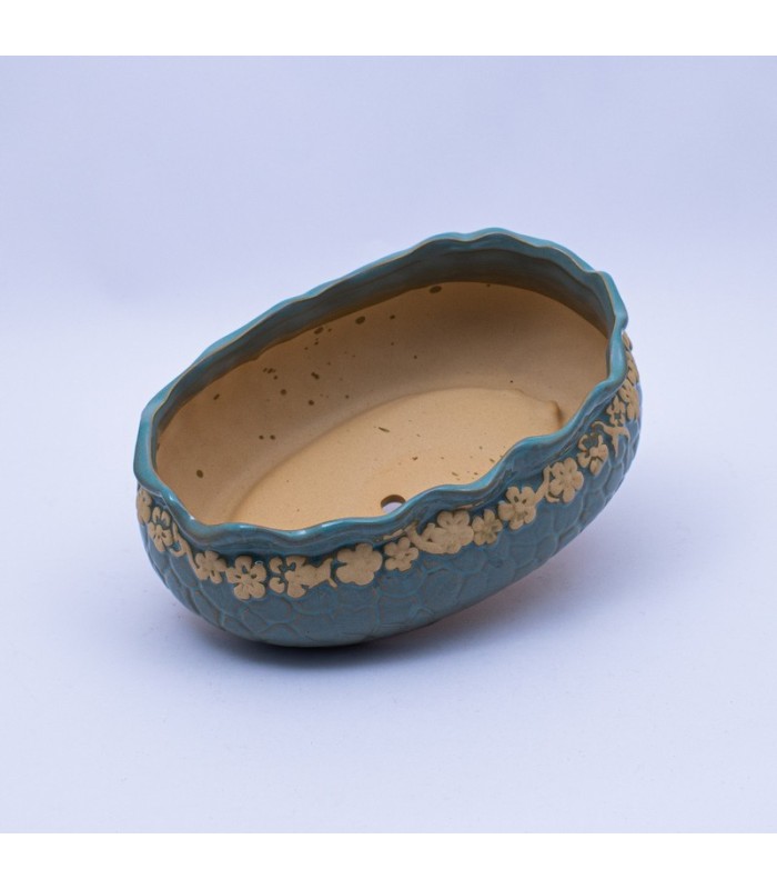 Maceta ovalada con diseño de floreado 20x13x6cm