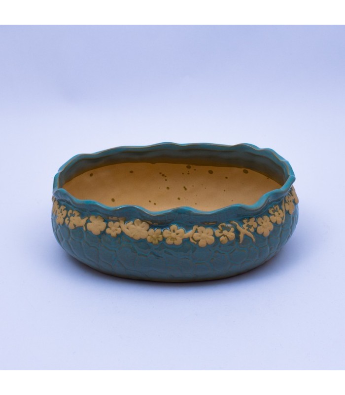Maceta ovalada con diseño de floreado 20x13x6cm