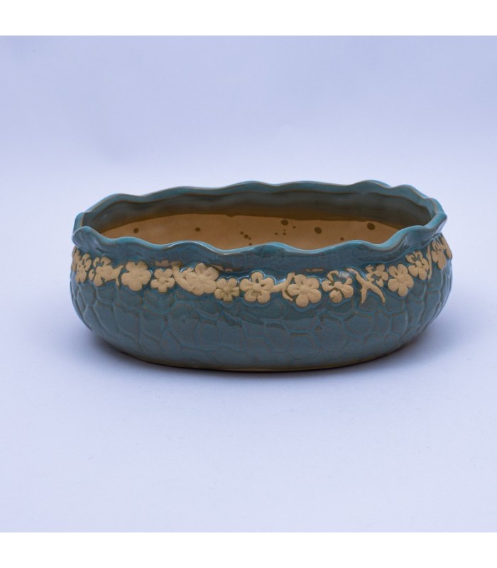 Maceta ovalada con diseño de floreado 20x13x6cm