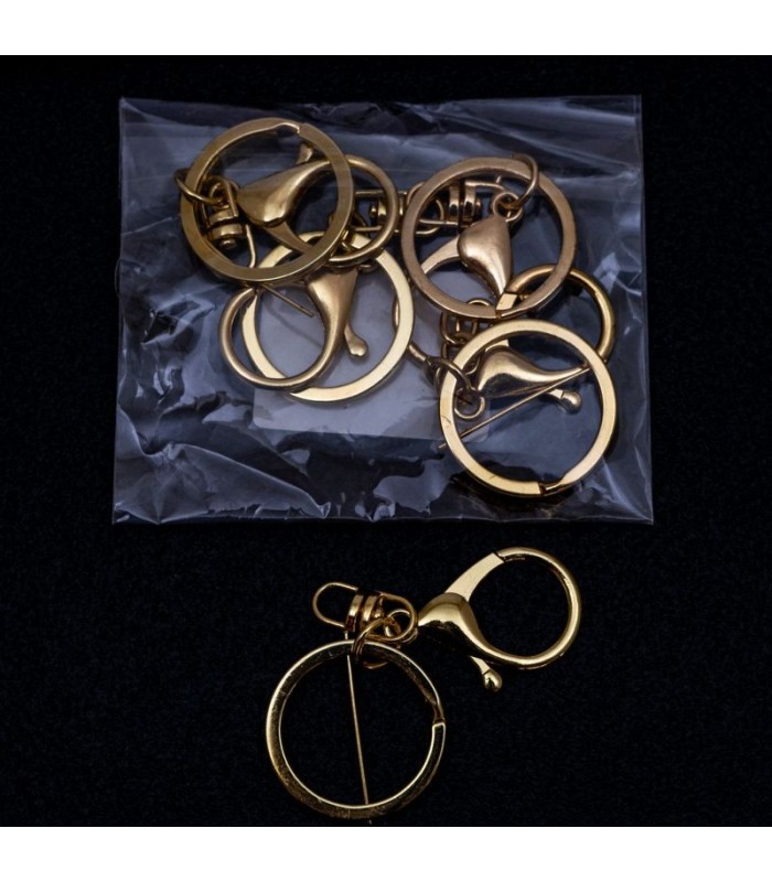 Accesorio llavero con gancho dorado 5pc
