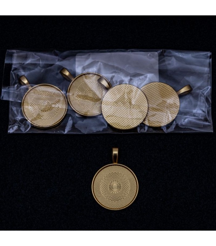 Dije redondo en dorado 5pc
