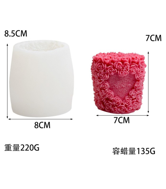 Molde de silicona diseño rositas 8x8.5cm