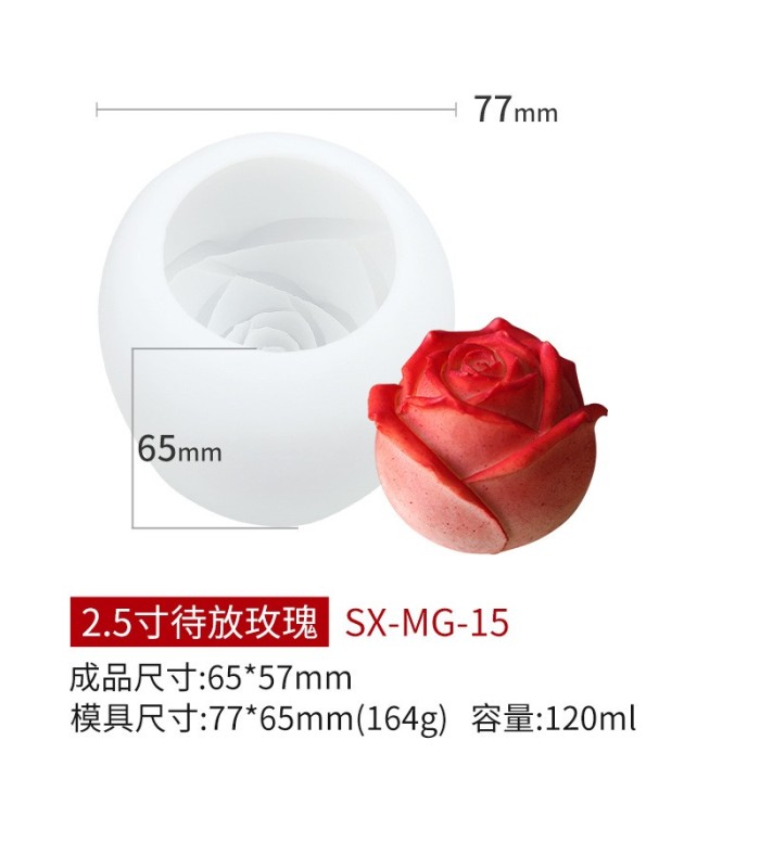 Molde de silicona capullo rosa 77x65mm