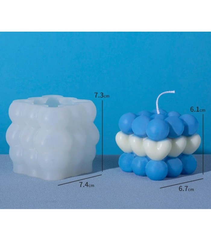 Molde de silicona cubo con formas 7.4x7.3cm