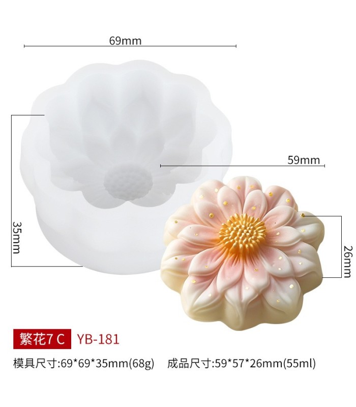 Molde de silicona flor 69x35mm
