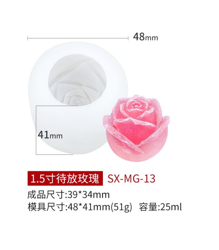 Molde de silicona capullo rosa 48x41mm