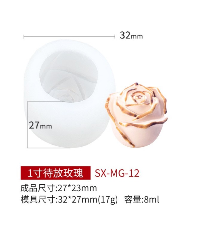 Molde de silicona capullo rosa 32x27mm