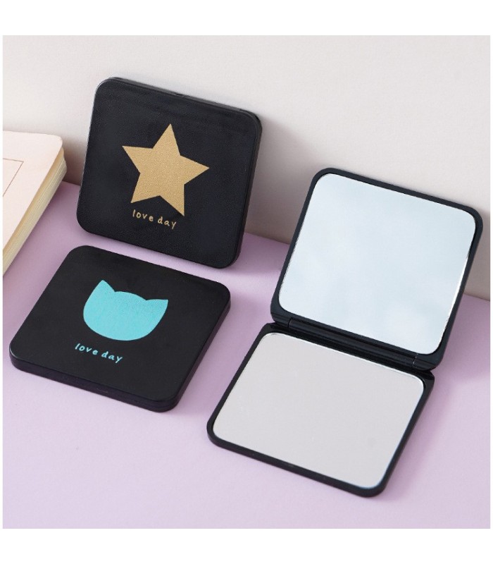 Espejo de bolsillo cuadrado doble 7cm