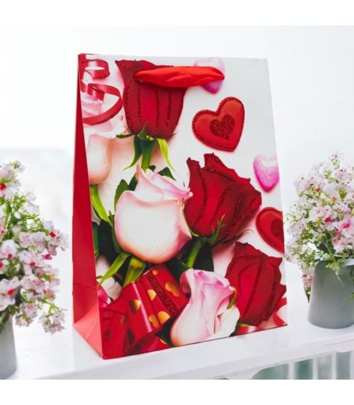 Bolsa para regalo diseño de rosas 26x33cm