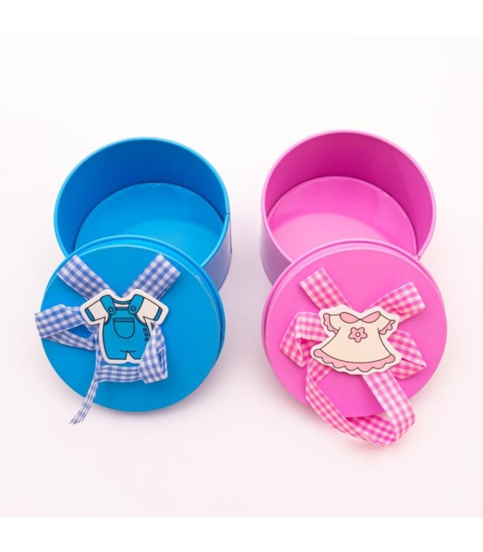 Cajita de metal para baby shower