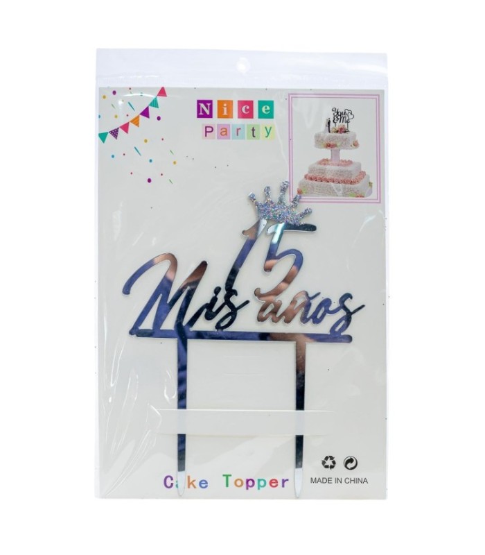 Centro de torta acrílico 15 años