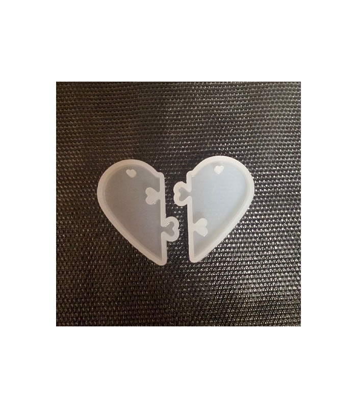Molde de silicona rompecabeza de corazón 2pc 3cm