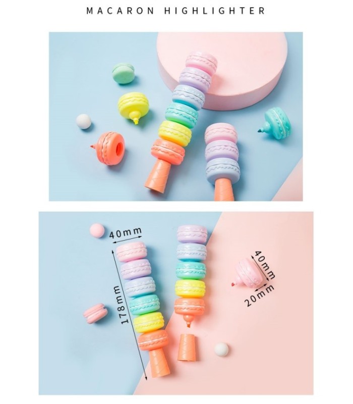 Resaltadores diseño de macarron 6 colores