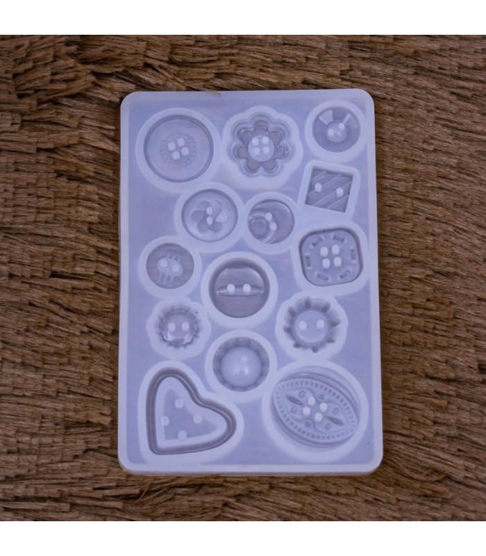 Molde de silicona botón 14 diseños 10x7cm