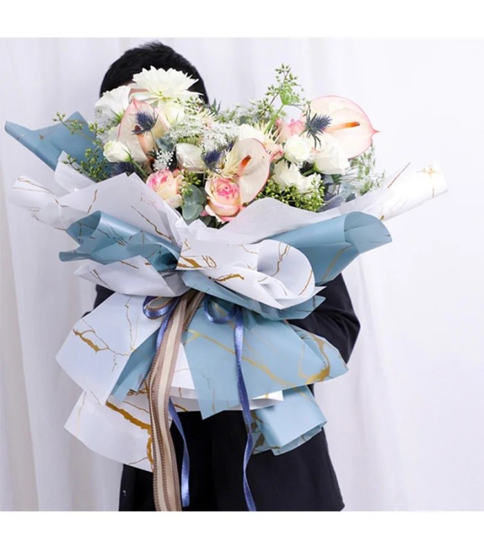 Papel coreano efecto mármol 58x58cm 20 hojas