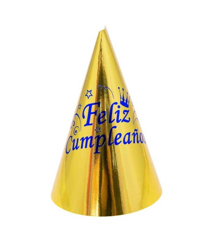Bonete dorado feliz cumpleaños