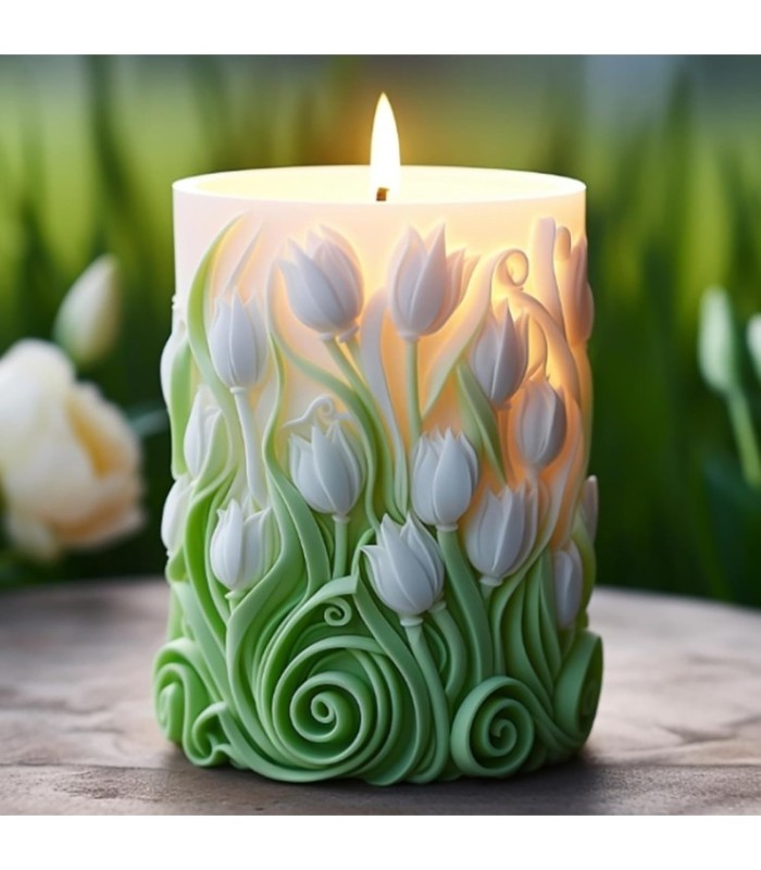 Molde de silicona cilíndrico borde flor 109x83MM