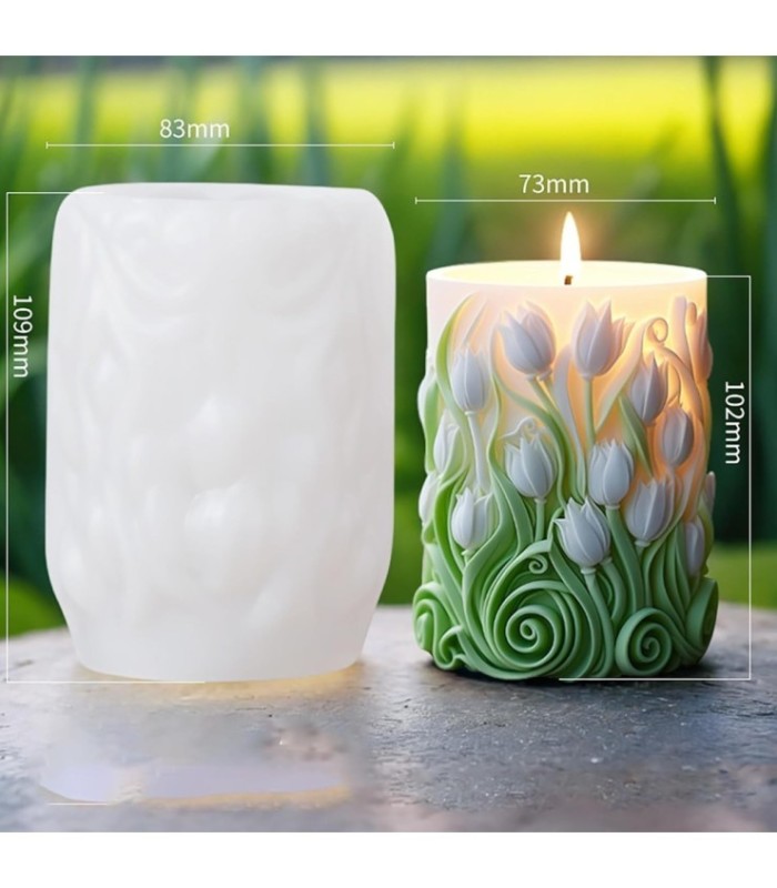 Molde de silicona cilíndrico borde flor 109x83MM